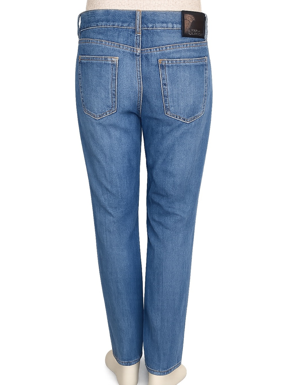 Versace Men Slim Straight Jeans in Mid Blue Denim
